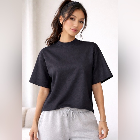 Lovely Day Tops - Lovely Day Black Textured Blouse